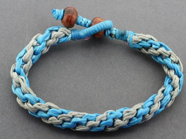 plaited rope bracelet - turquoise/grey