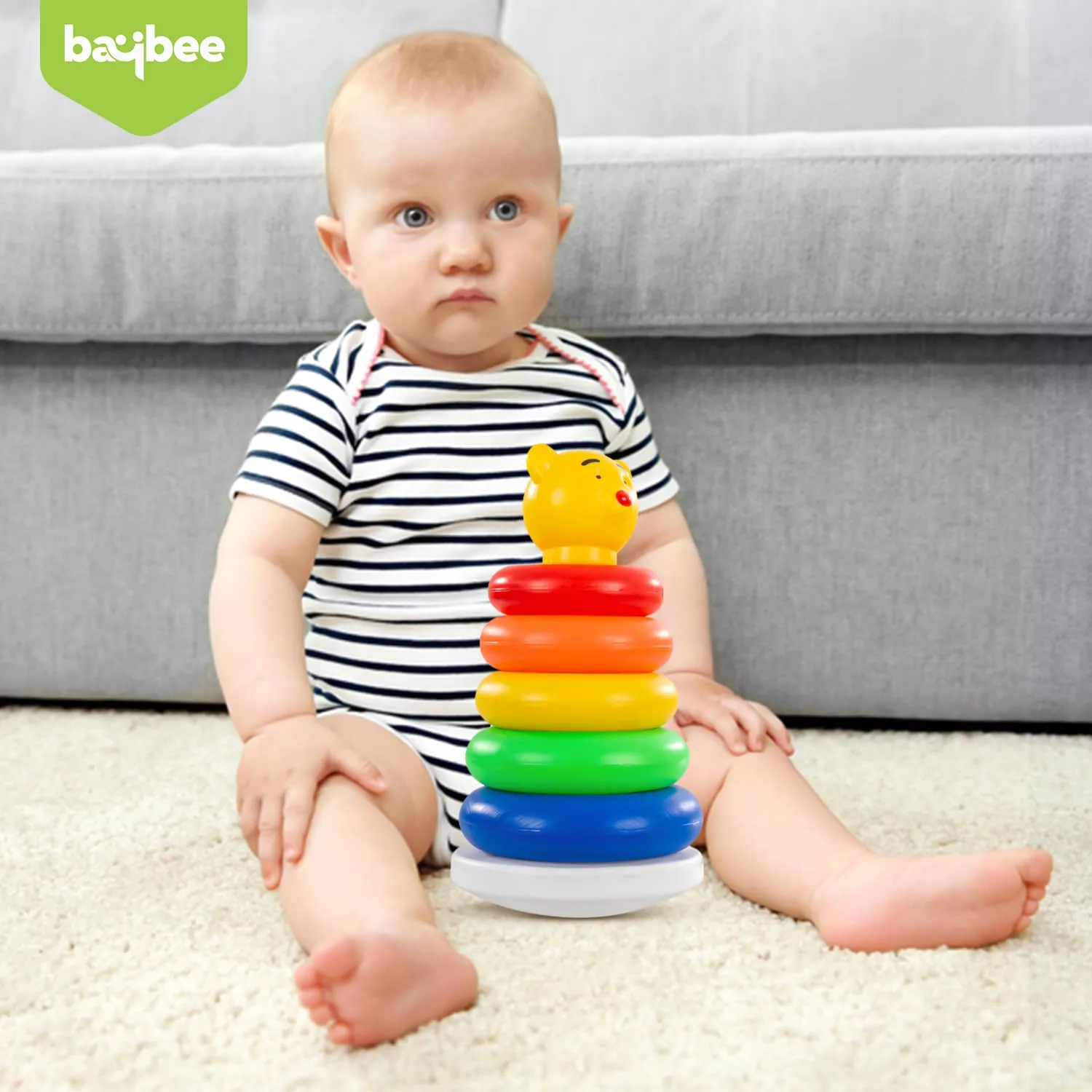 Plastic Teddy Stacking & Sorting Rings Toys