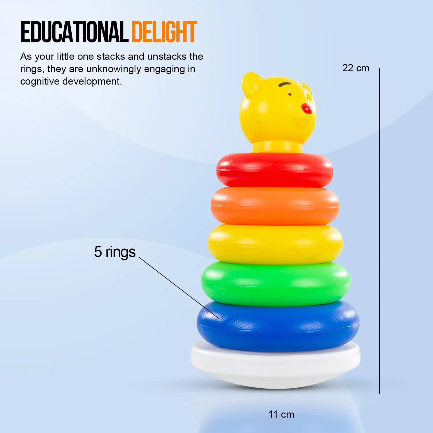 Plastic Teddy Stacking & Sorting Rings Toys