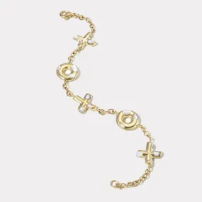 Polka Dot XO Bracelet - White Mother of Pearl