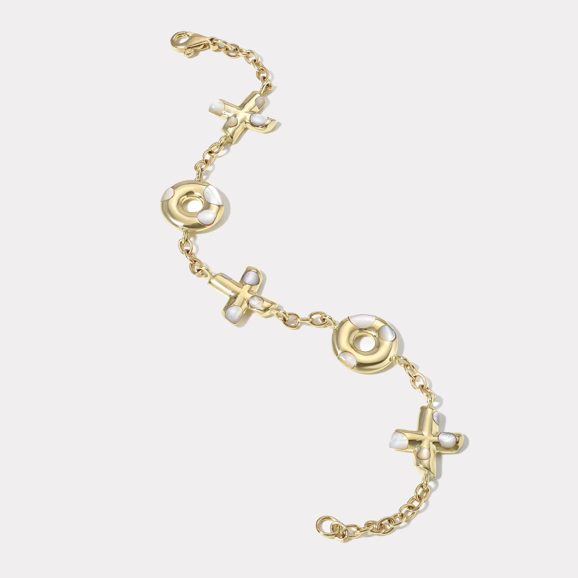 Polka Dot XO Bracelet - White Mother of Pearl