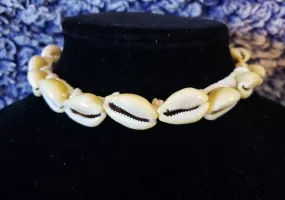 Puka Shell Choker with Genuine Leather, Adjustable up to 13" with Rose Quartz Accent, Chain & Lobster Claw Clasp
 