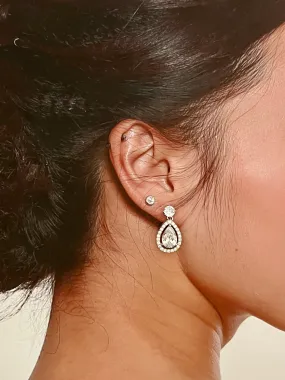 Quinceanera Earrings, Double Drop Dainty Zirconia Wedding Earring