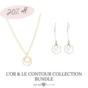 "Le Contour" Mini Hexagon Silver and Gold Mixed Metal Necklace Bundle