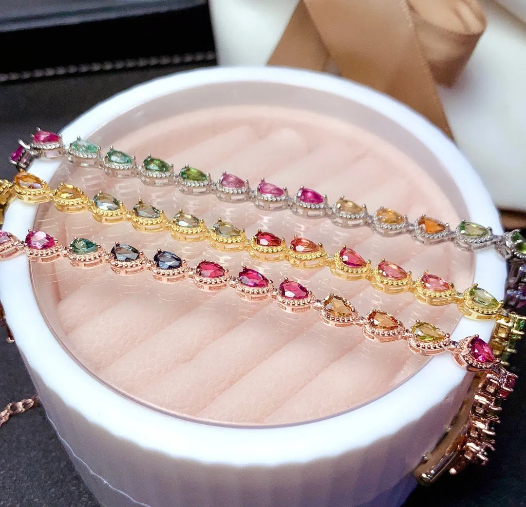 Rainbow Faux Natural Stone Tourmaline Bracelet