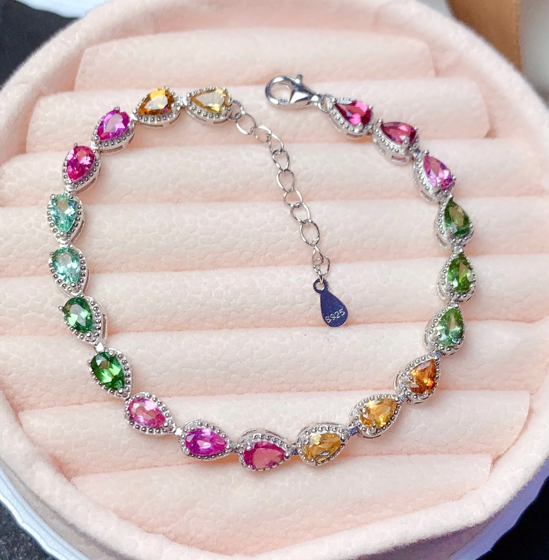 Rainbow Faux Natural Stone Tourmaline Bracelet