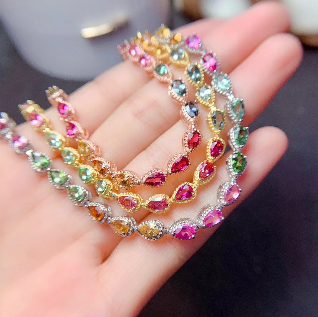 Rainbow Faux Natural Stone Tourmaline Bracelet