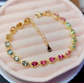 Rainbow Faux Natural Stone Tourmaline Bracelet