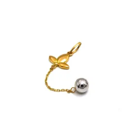 Real Gold 2 Color Dangler Ball with Flower Pendant 2481 P 1919
