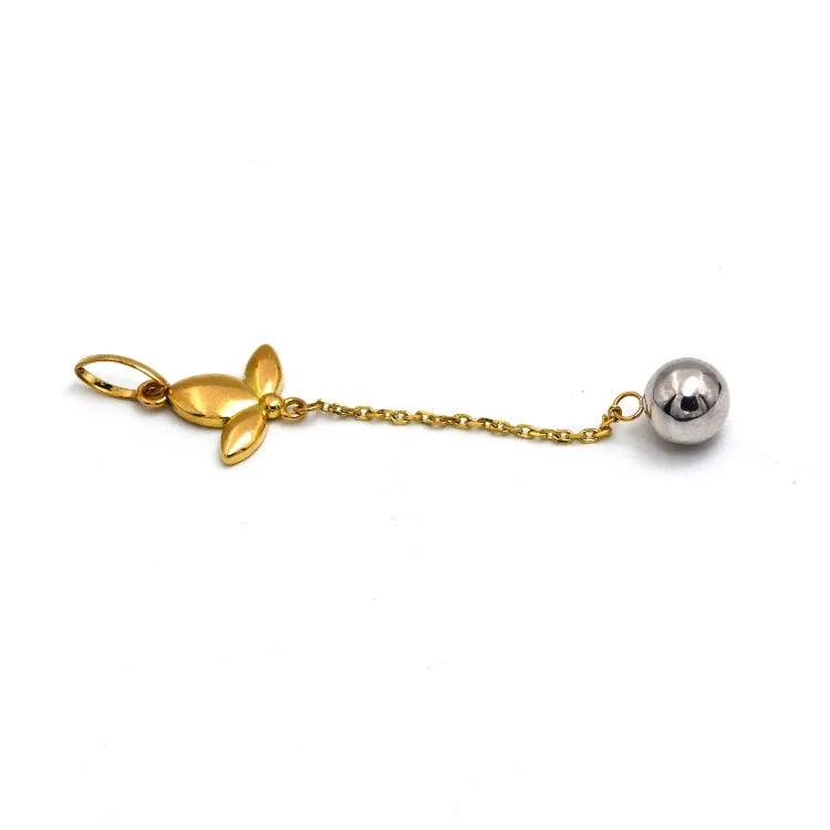 Real Gold 2 Color Dangler Ball with Flower Pendant 2481 P 1919