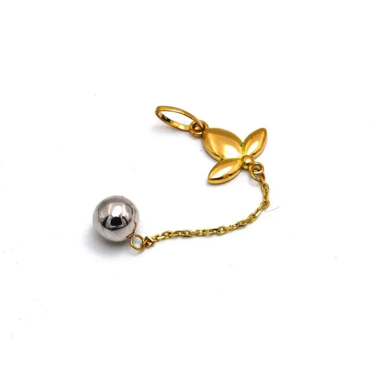 Real Gold 2 Color Dangler Ball with Flower Pendant 2481 P 1919