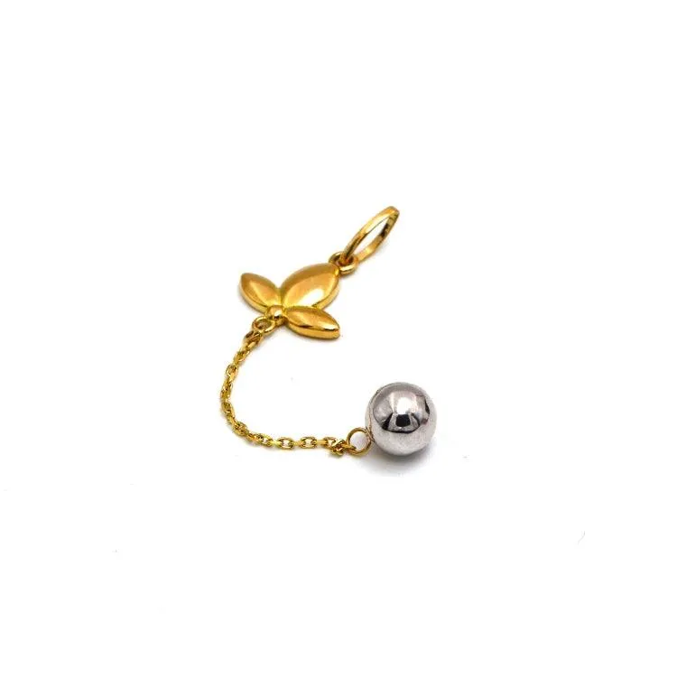 Real Gold 2 Color Dangler Ball with Flower Pendant 2481 P 1919