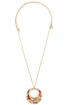Resin Women Fashion Necklace. Multicolor Round Necklace.