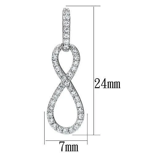 Rhodium 925 Sterling Silver Earrings with AAA Grade CZ in Clear for Women Clear Stone Color Style TS067