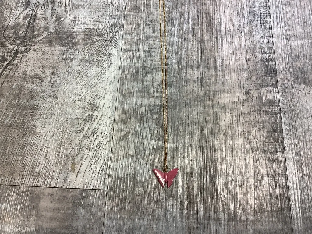 Rhodonite Butterfly Pendant Necklace