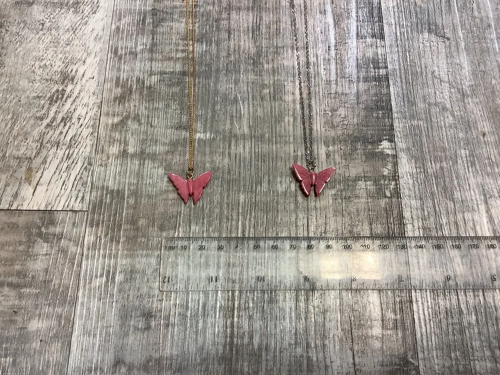 Rhodonite Butterfly Pendant Necklace