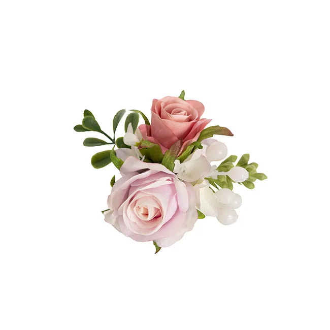 Rose & Hydrangea Corsage with Pearl Wrist Bracelet - Lilac