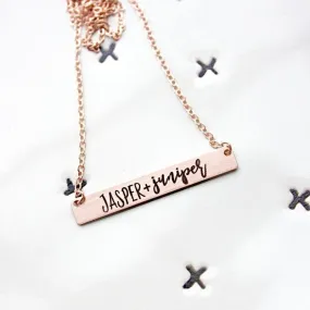 Rose Gold Bar Two Name Necklace