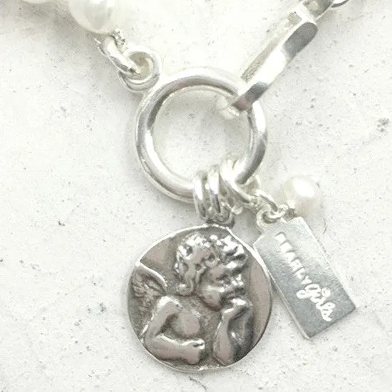 Rosie Pearl Bracelet | Cherub Charm & Freshwater Pearls | By Pearly Girls