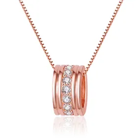 Round Single Row Pendant Clavicle Chain Rose Gold