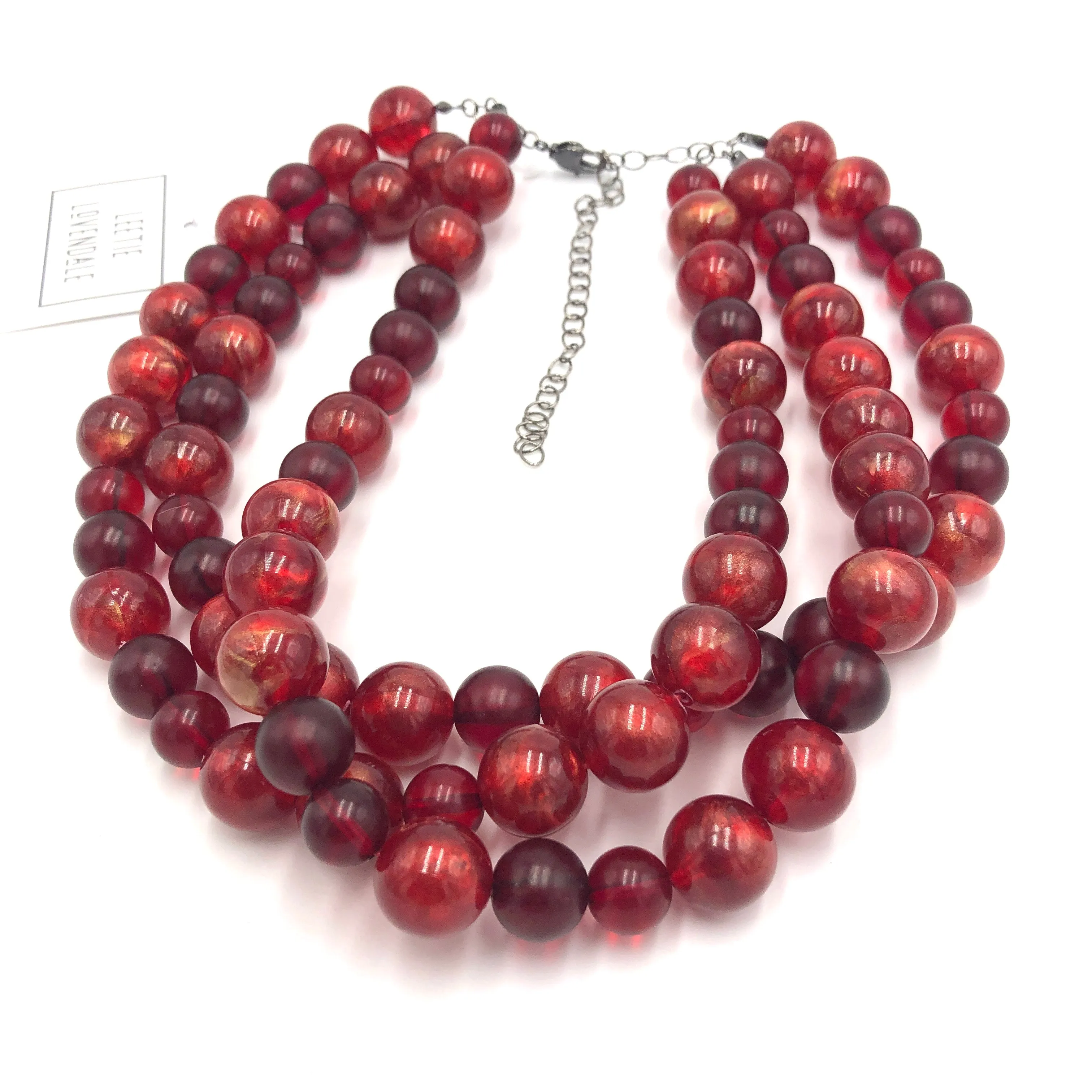 Ruby Red Luster Morgan Necklace