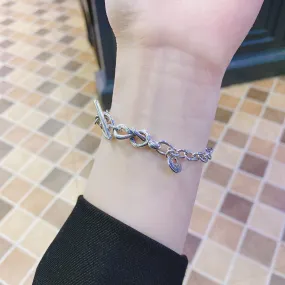 S925 Whole Body Sterling Silver Vintage Old Love Round  Thai Silver Bracelet
