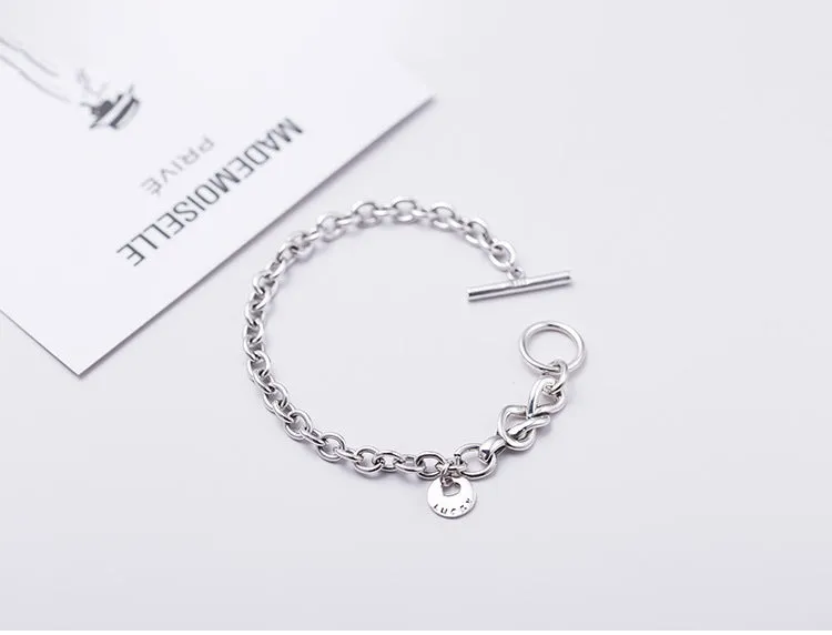 S925 Whole Body Sterling Silver Vintage Old Love Round  Thai Silver Bracelet