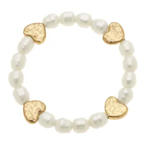 Sarah Heart Bracelet in Ivory Pearl