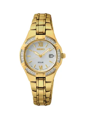 SEIKO LADIES DRESS DIAMOND SET GOLD BRACELET SUT428P