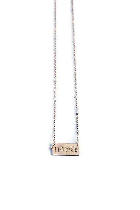 Short Bar Stamped Necklace