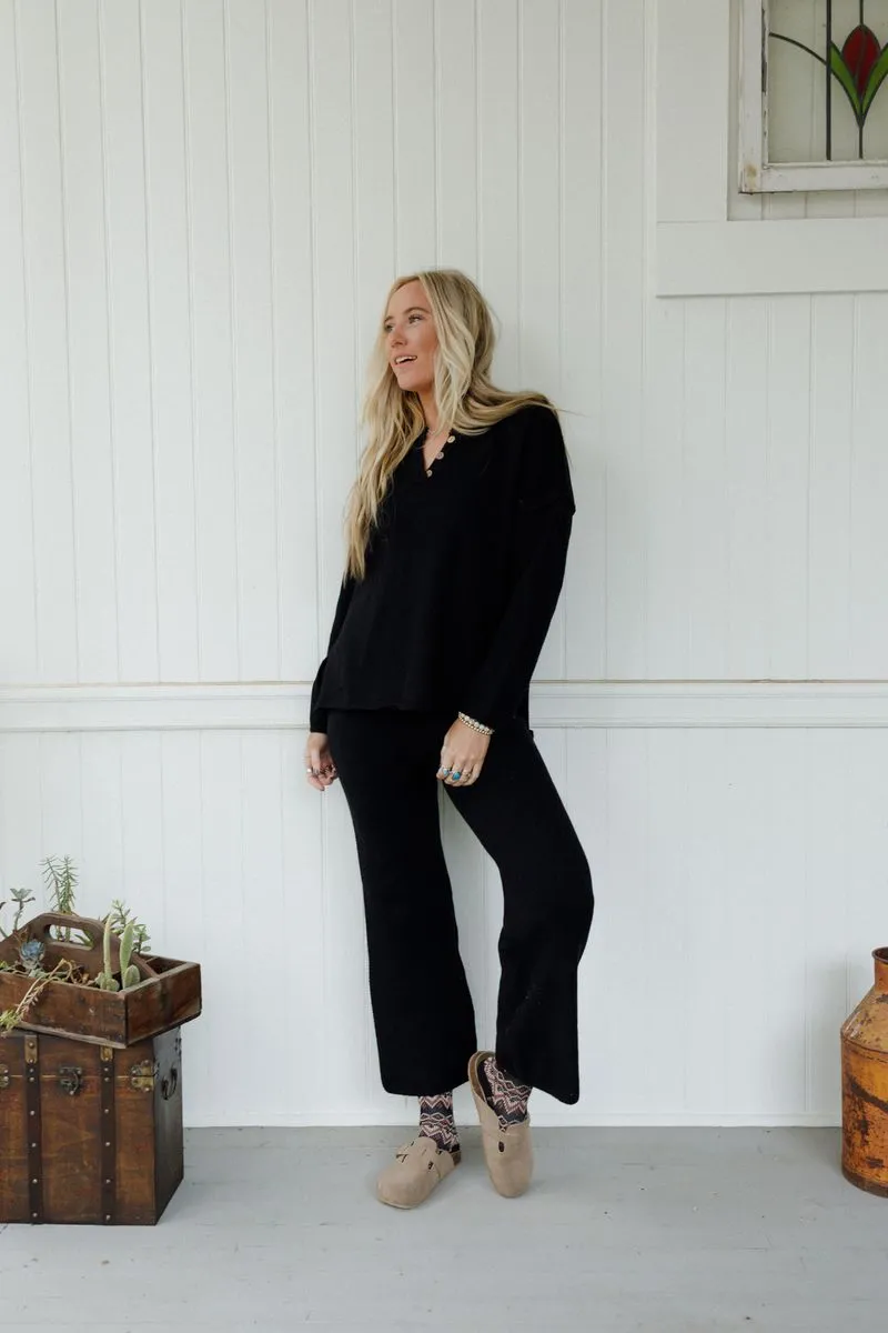 Sierra Slumber Waffle Knit Set - Black