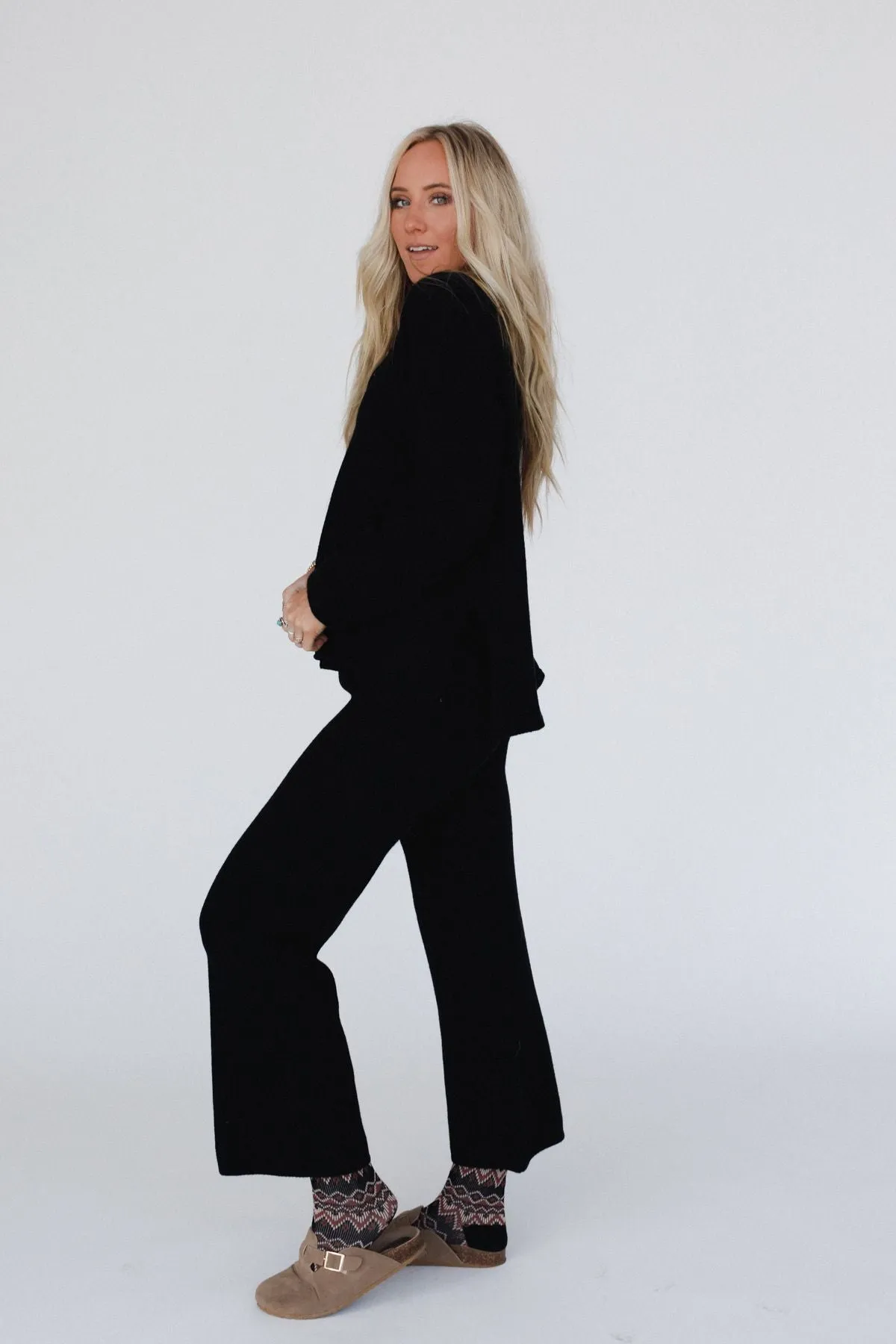 Sierra Slumber Waffle Knit Set - Black