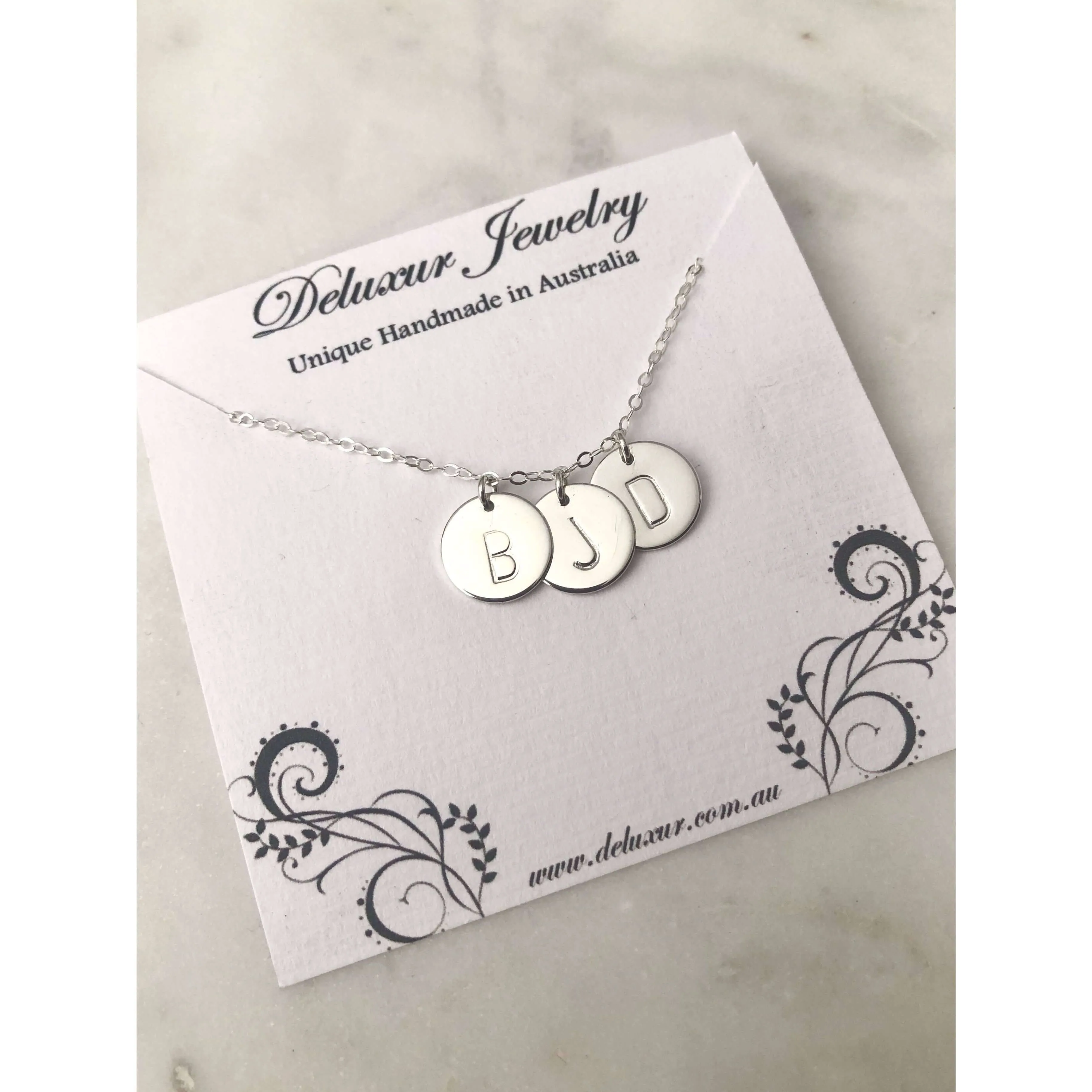 Silver 3 Initial Discs Necklace