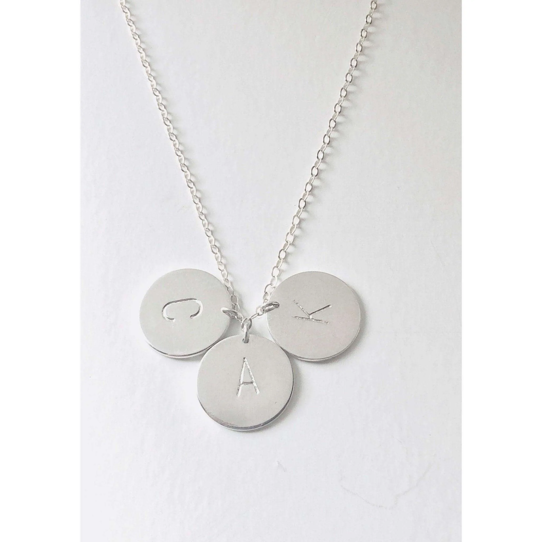 Silver 3 Initial Discs Necklace