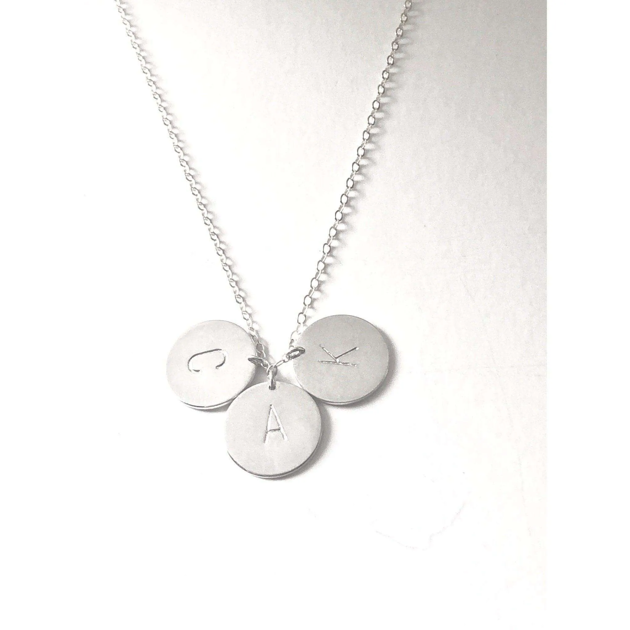 Silver 3 Initial Discs Necklace