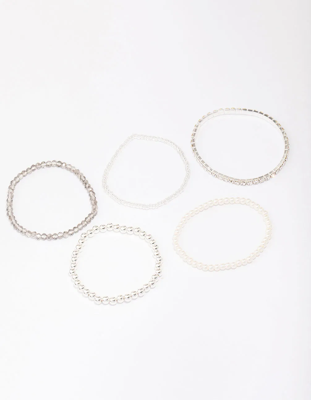 Silver Beaded & Pearl Bracelet 5-Pack
