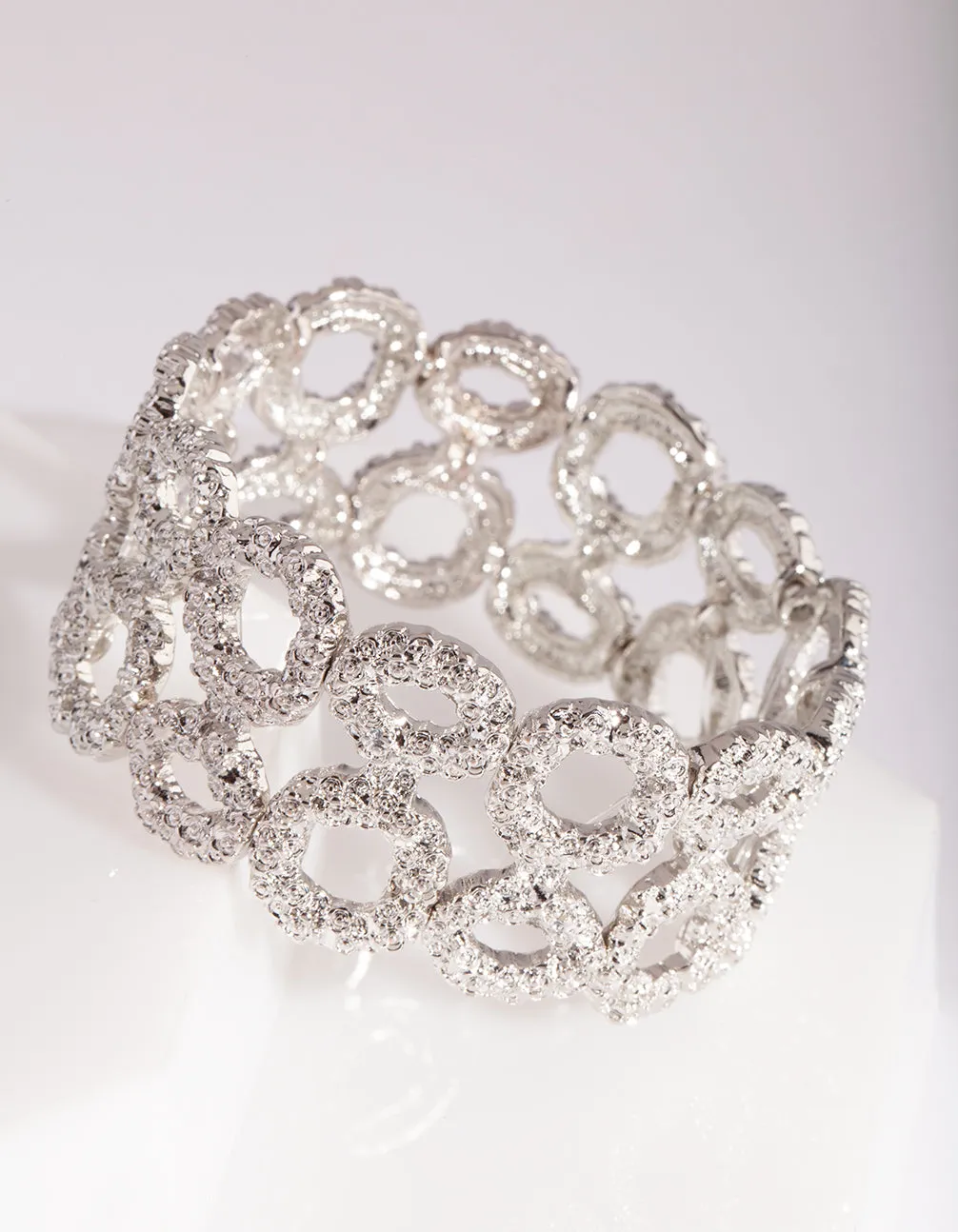 Silver Circle Textured Bangle