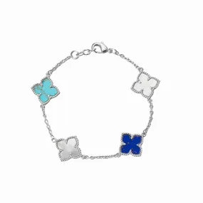 Silver Clover Bracelet with Mother of Pearl