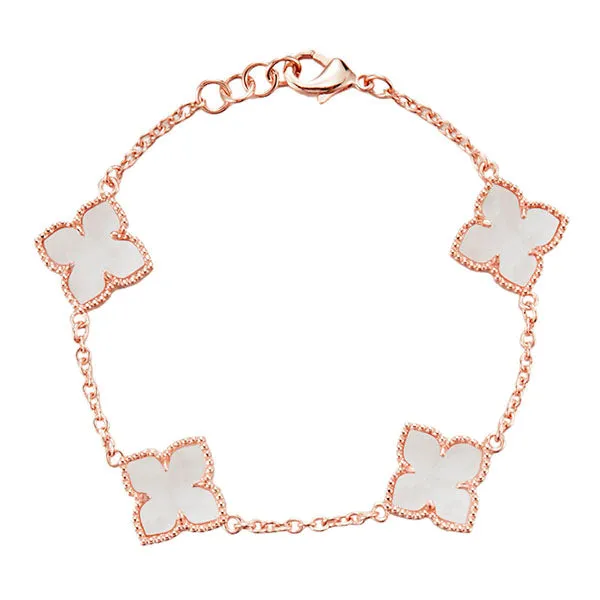 Silver Clover Bracelet with Mother of Pearl
