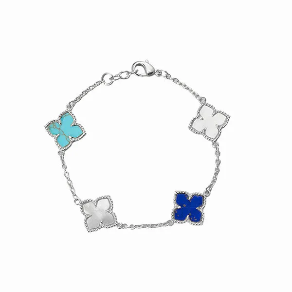 Silver Clover Bracelet with Mother of Pearl
