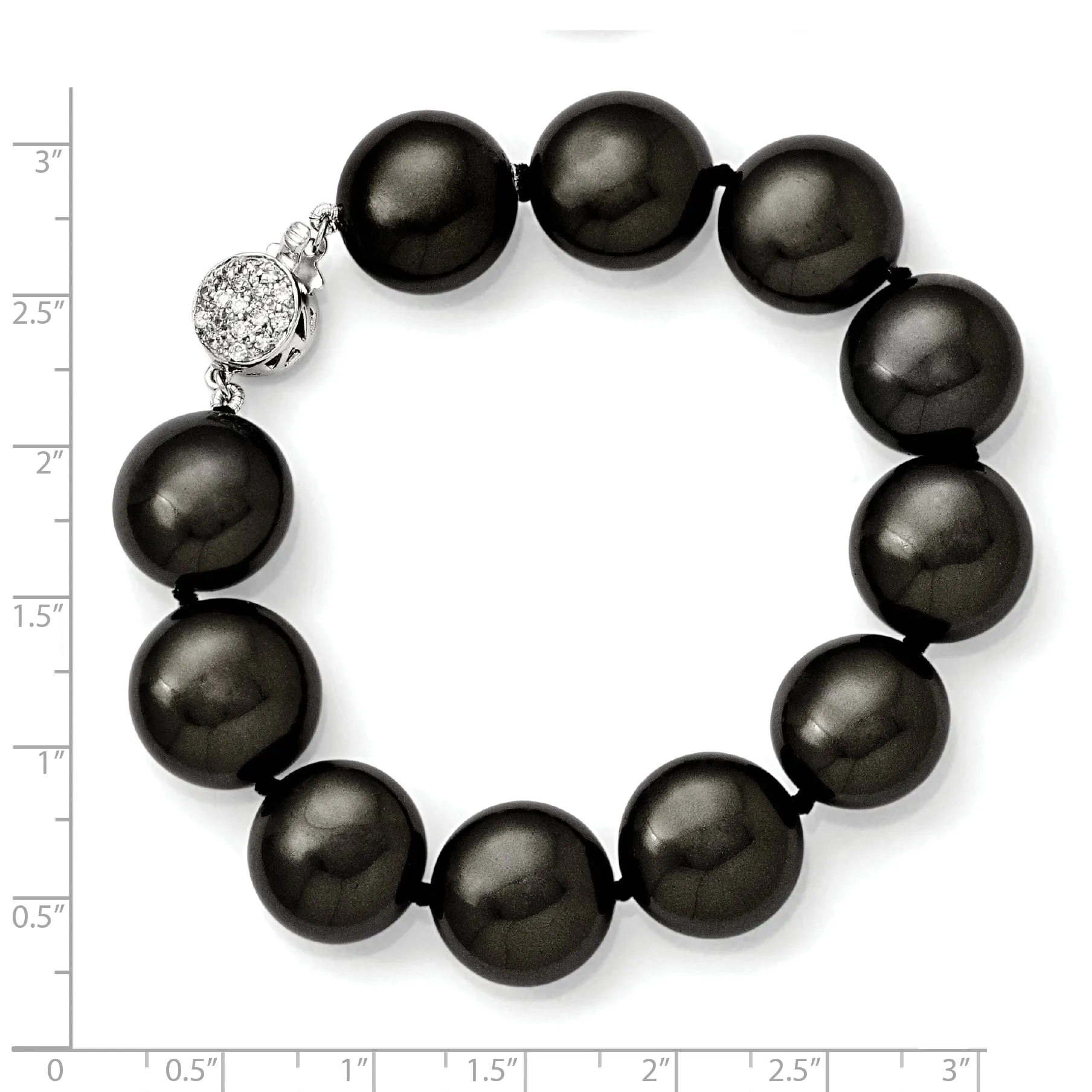Silver Majestik Coin Black Shell Pearl Bracelet
