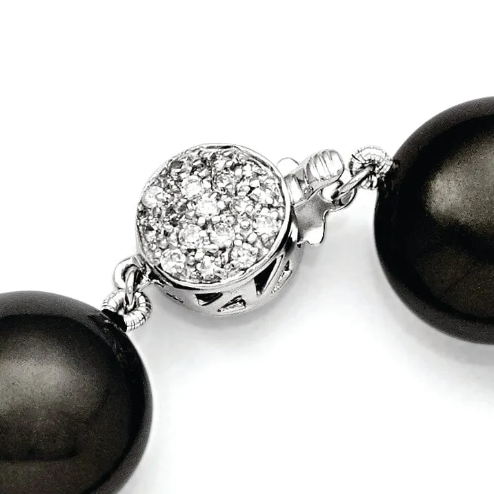Silver Majestik Coin Black Shell Pearl Bracelet