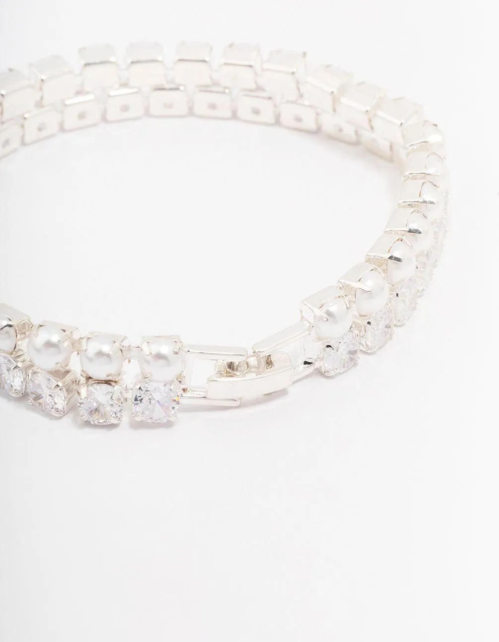 Silver Pearl Cubic Zirconia Bracelet