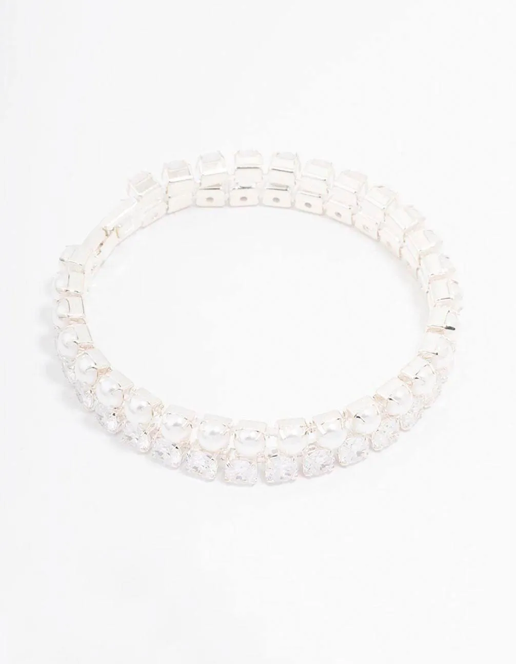 Silver Pearl Cubic Zirconia Bracelet