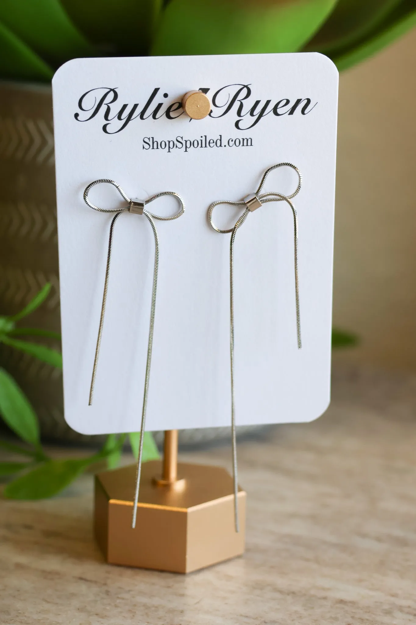 Simple Bow Earrings in Silver