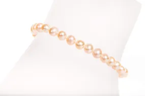 Single Strand Peach Freshwater Pearl Bracelet 6mm