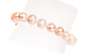 Single Strand Peach Freshwater Pearl Bracelet 9-10mm