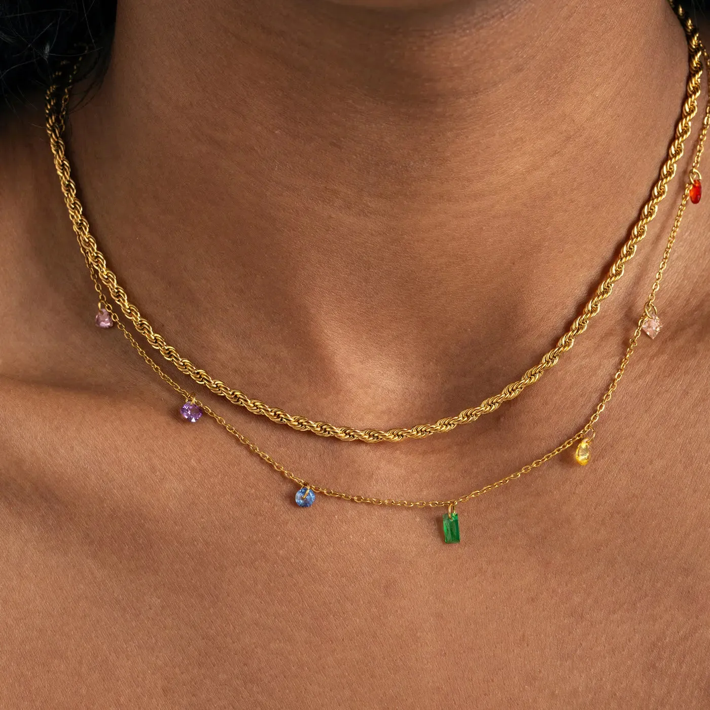 Sky - Multi Colored Chain Necklace Stainless Steel