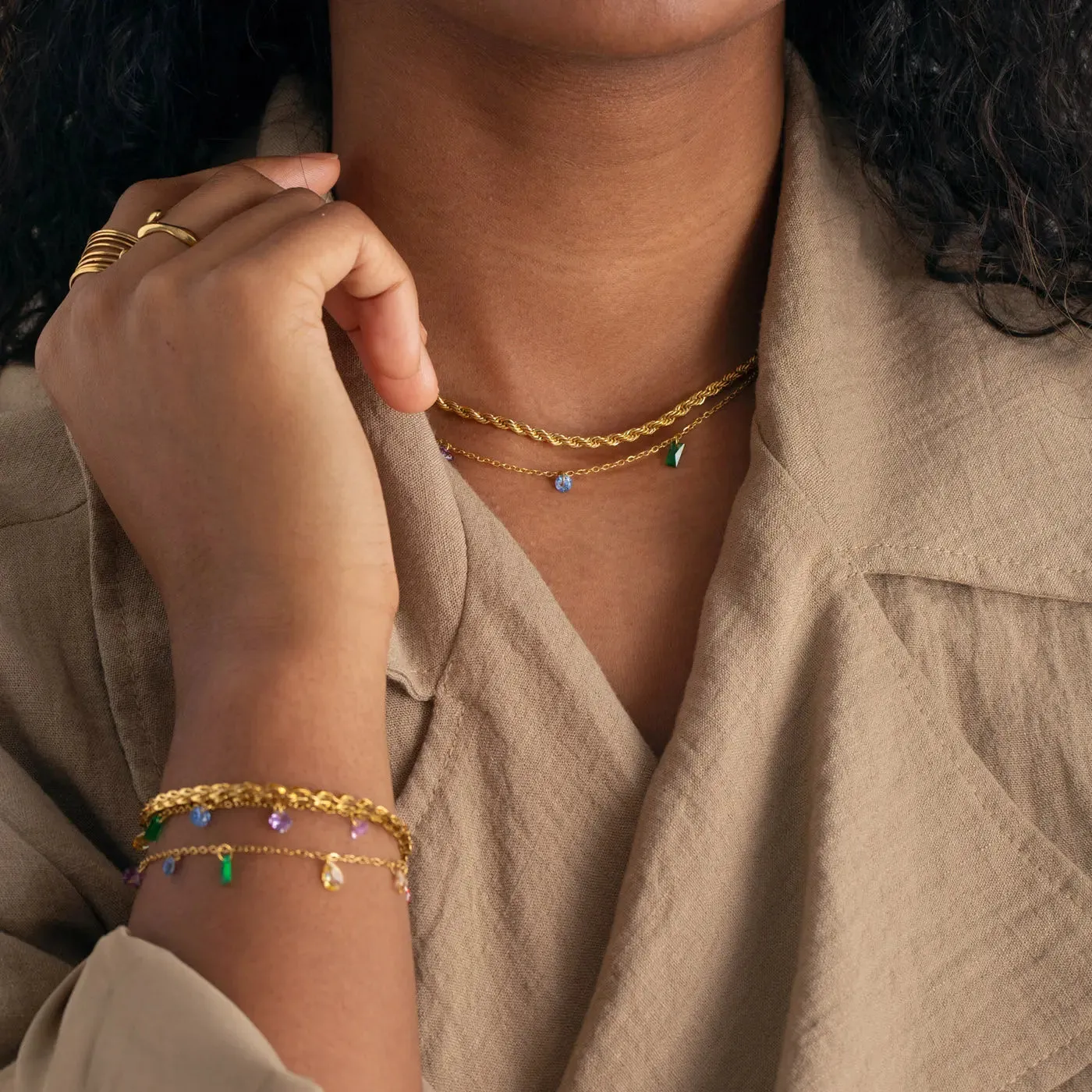 Sky - Multi Colored Chain Necklace Stainless Steel