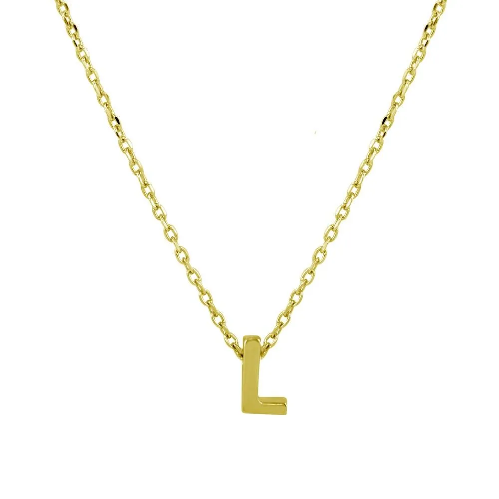 Small Initial L Necklace (Silver)
